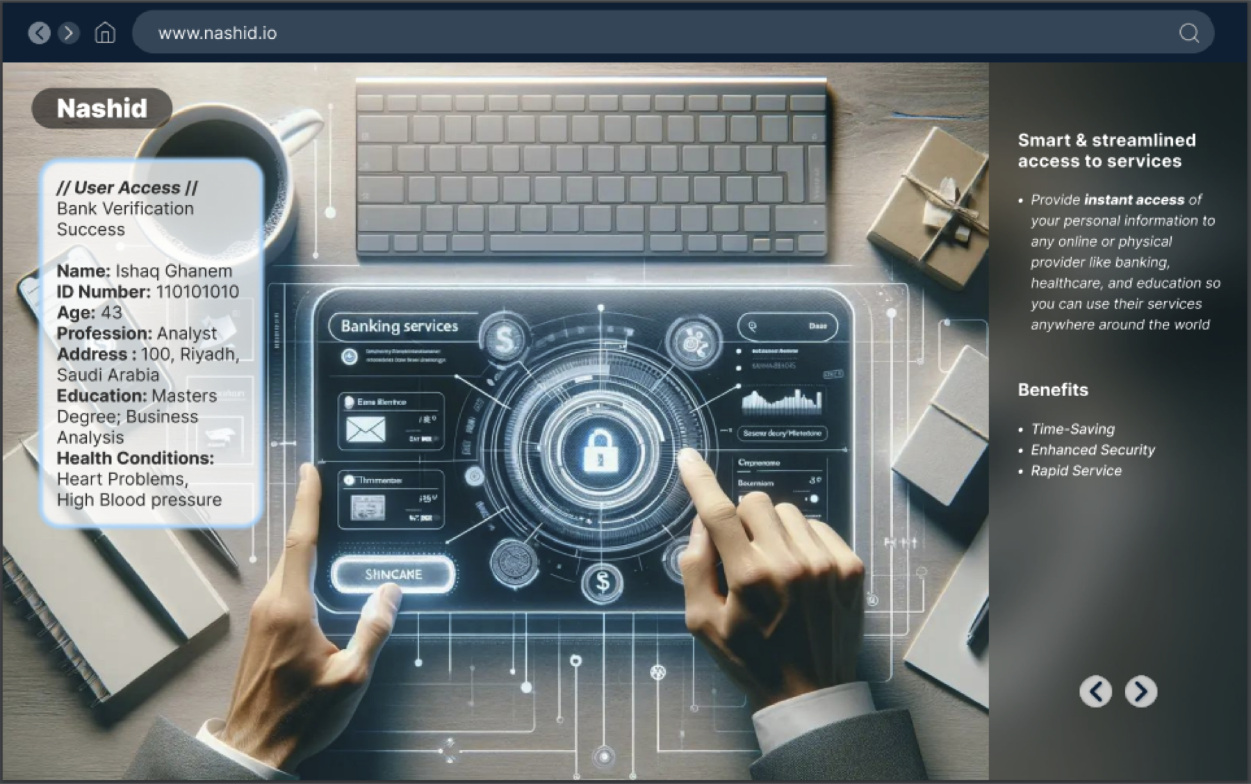 Banking service access concept using verified information